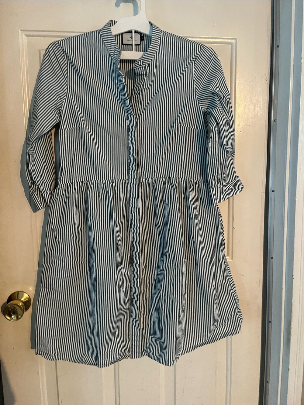 Striped Green & White Kids' Dress - Classic Shirt Dress Style
